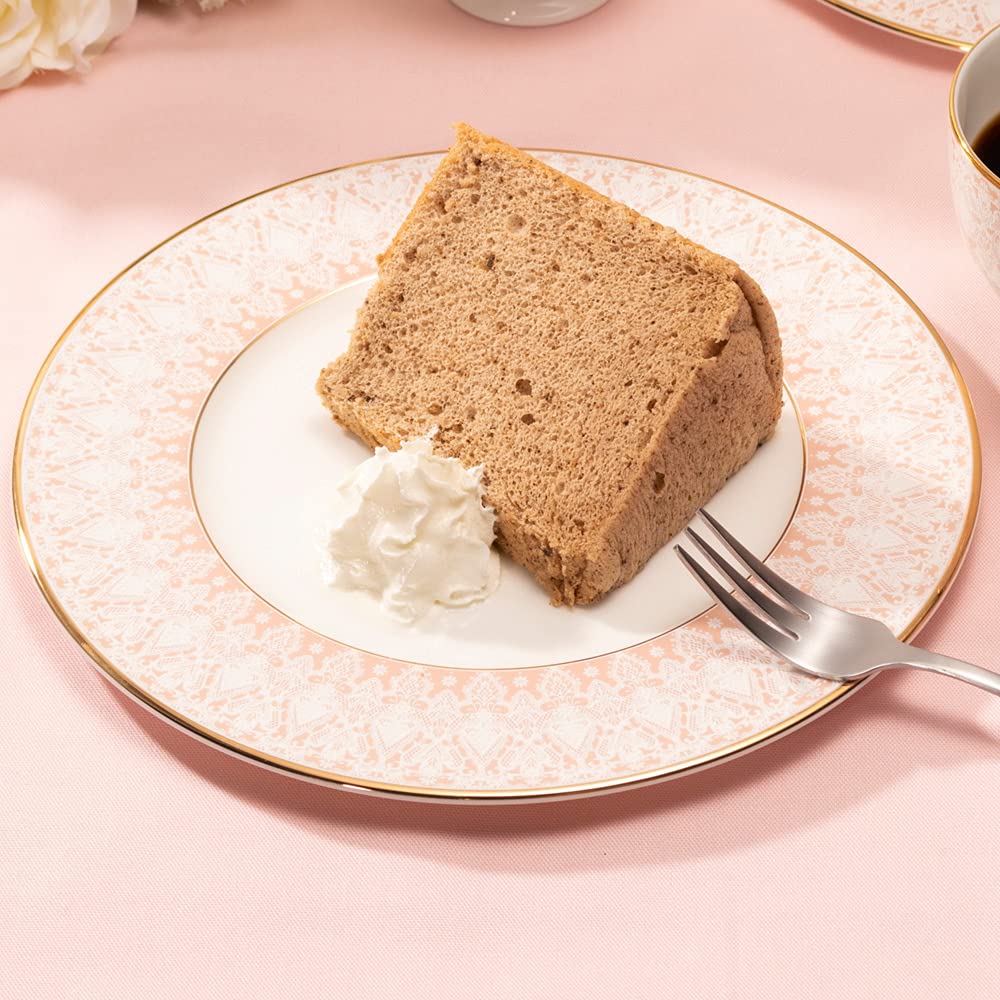 NARUMI Aurora Plate Set, 21cm, Pink with Lace Pattern, Set of 2, Gift Boxed, 52251-23113