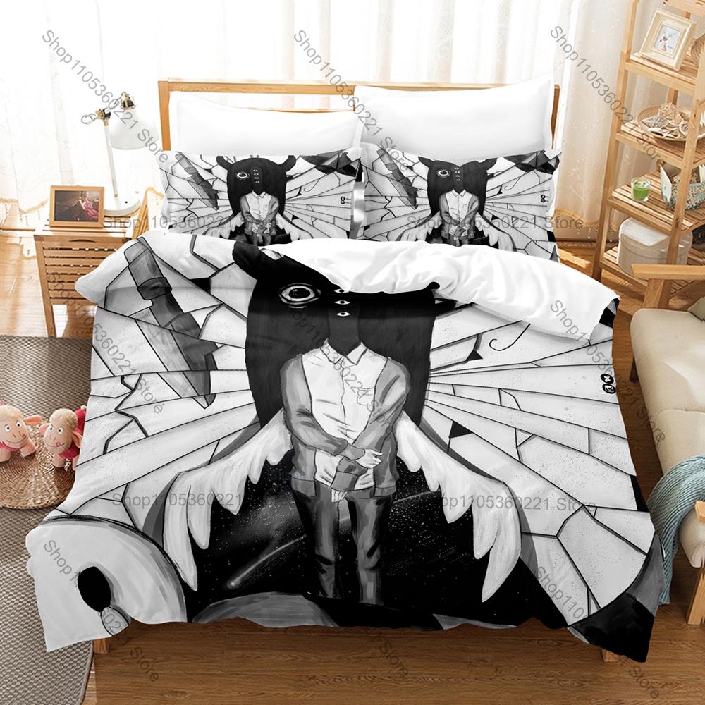 Oyasumi Punpun Fan Merch Duvet Cover + 2 Pillowcases, Exquisite Comic Art Print Bedding Set Comfortable Textile for Manga Lovers