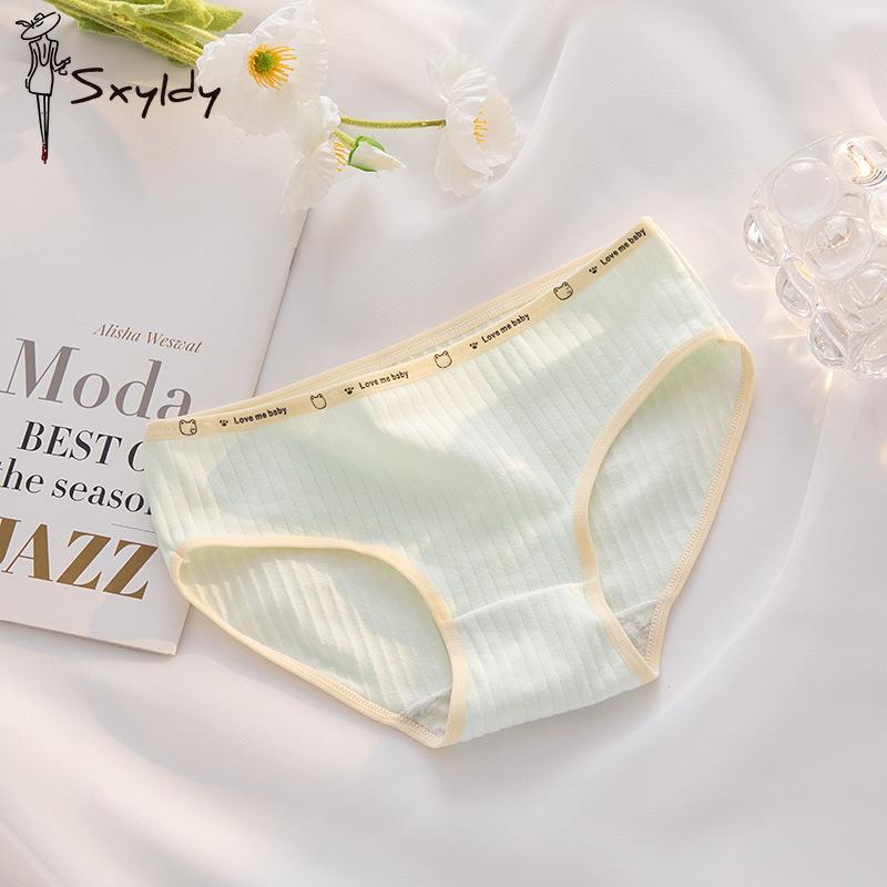 Women Cotton Panties  Korean Ladies Girl Underwear Sexy Simple Student Cute Mid-waist Briefs