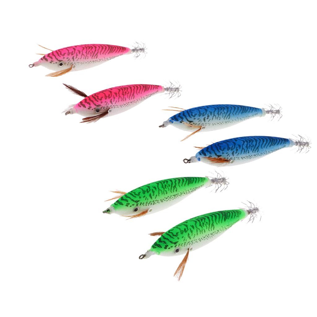 6pcs Luminous Squid Jigs Lure Hard Fishing Lures Simulation Shrimp Hook Bait