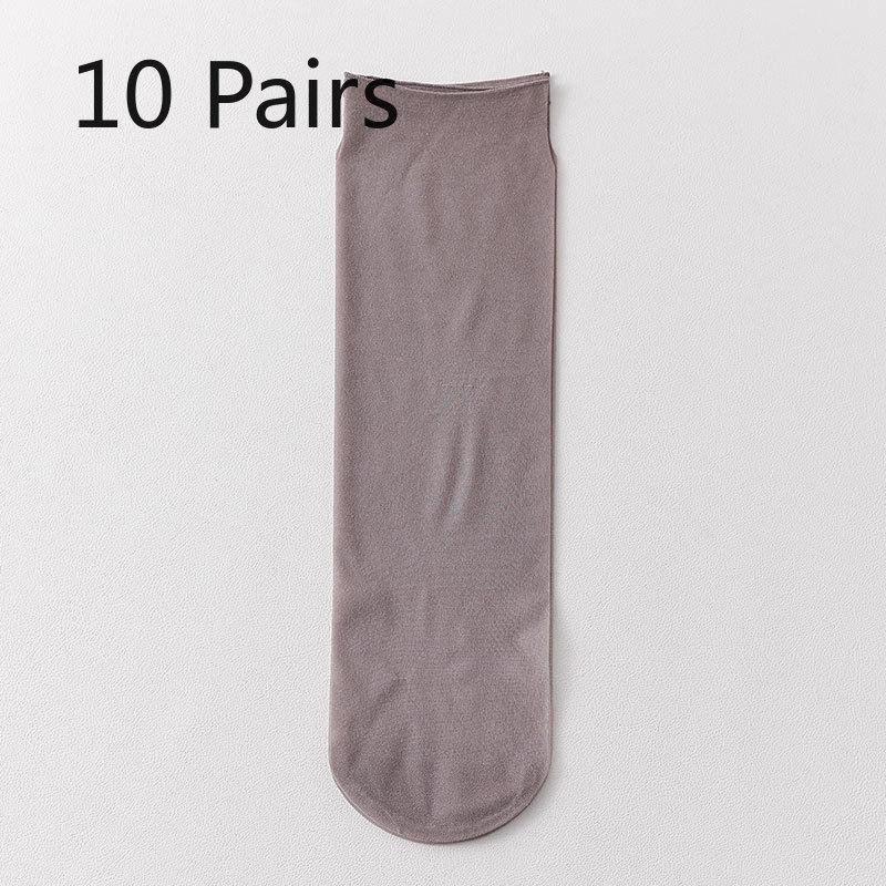 10 Pairs of Women's Summer Thin Anti Hook Silk Breathable Crystal Silk Transparent Tube Stockings