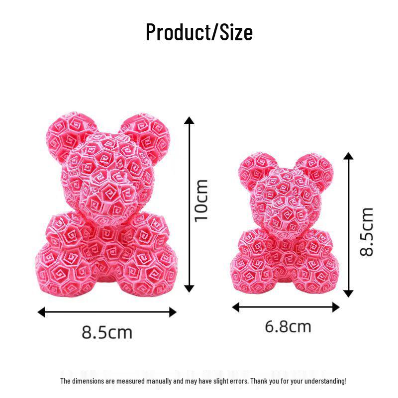 3D Printed Rose Bear Desktop Ornament - Valentine's Day or Birthday Gift Souvenir