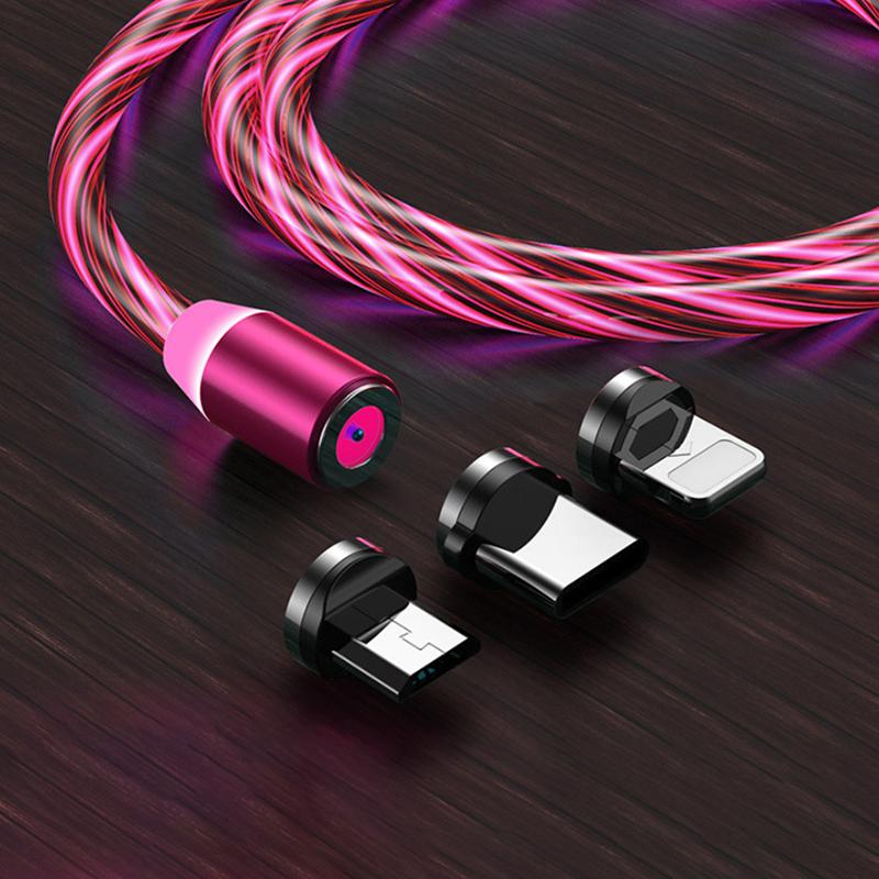 Glowing Cable Mobile Phone Charging Cables Led Light Micro Usb Type C Charger For Samsung Iphone Magnetic Phone Charge Wire Cord