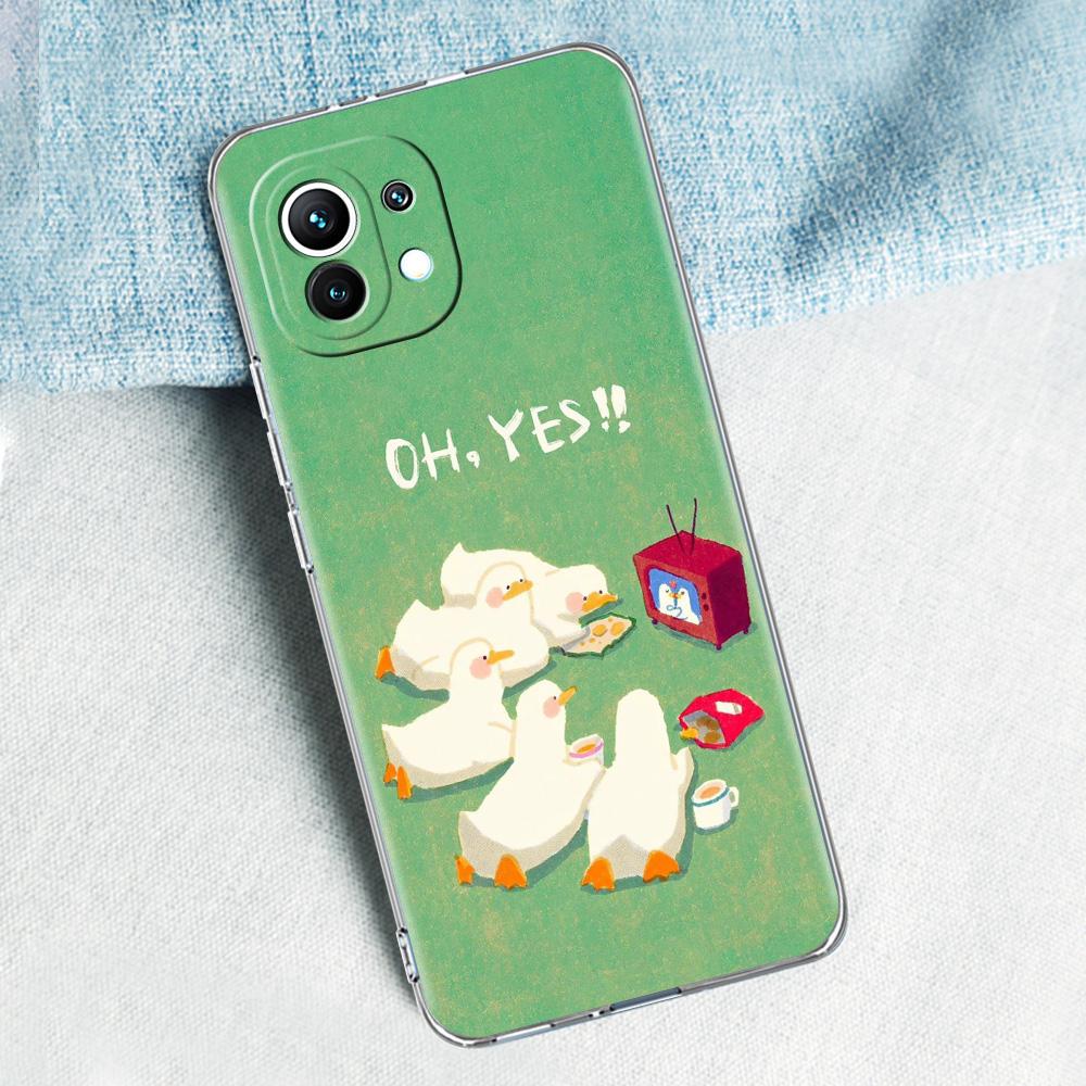 Phone Case For Xiaomi Mi 15 14 13 12 11 Lite 15T 13T 12T Pro Poco X7 X6 X5 Pro 5G X3 NFC F7 F6 F5 Clear Cover Funny Duck