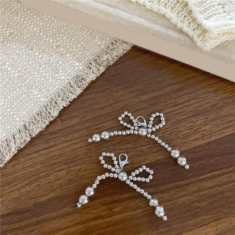 1 Pair Lovely Bowknot Phone Pendant Beaded Keyrings Bag Accessory Elegant Bag Ornament Shoe Pendant for Any Occasion