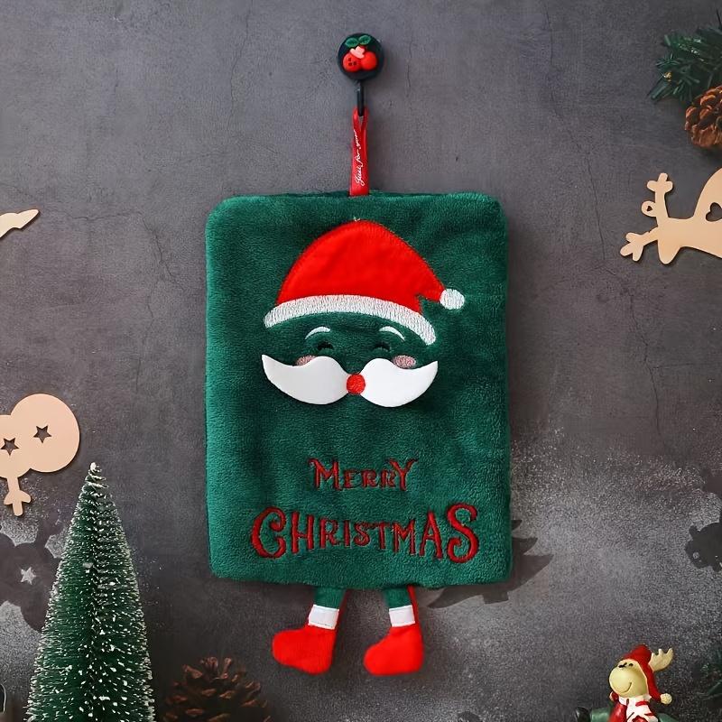 

1/4pcs Christmas Hand Towels-Thick Quick-Dry Coral Fleece Kitchen & Bath Towels , Festive Santa/Reindeer/Merry Christmas Designs