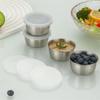304 Stainless Steel Sauce Seasoning Container 40ml Sauce Cup Silicone Cover Leak-proof Salad Dipping Dish Small Storage Box