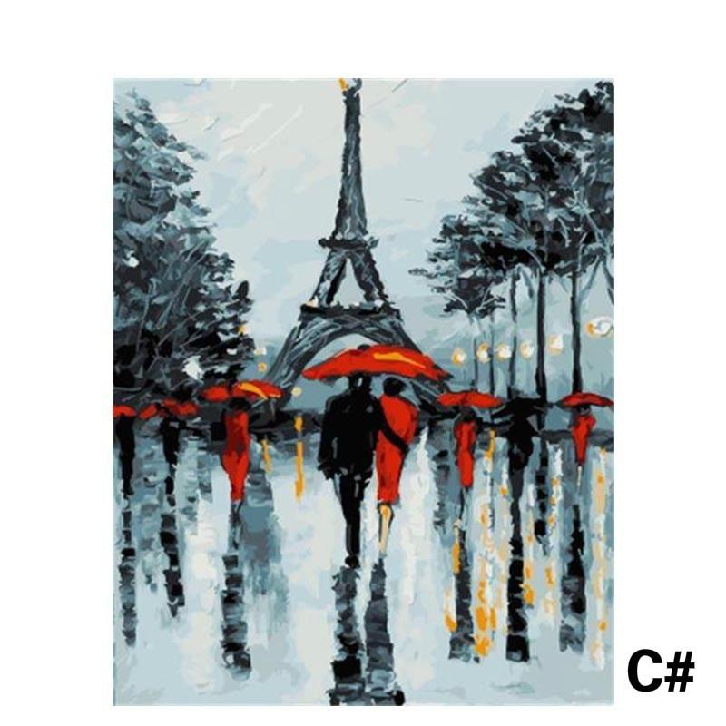 1Pc Paris Eiffel Tower Scenery Series DIY Oil Painting By Number Paint Drawing Coloring Number On Canvas Handmade