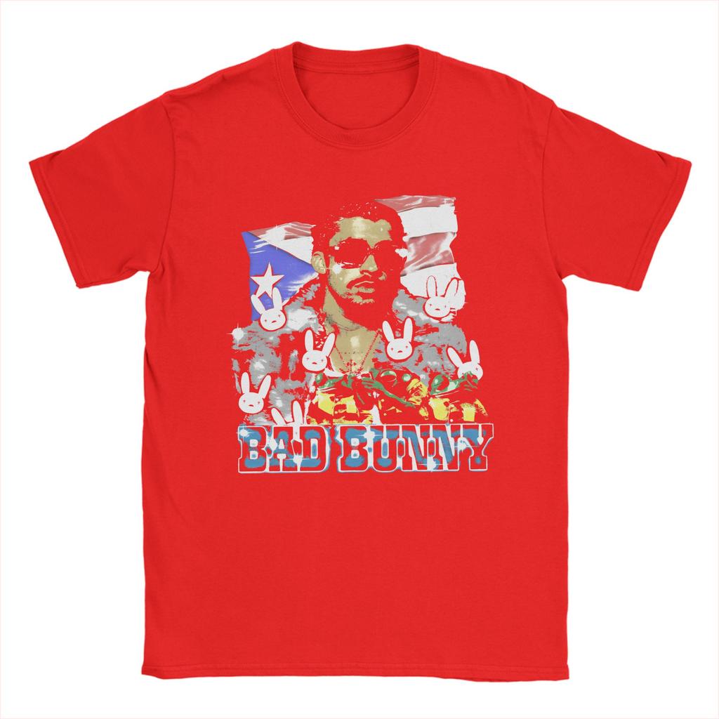 Men Bad Bunny Puerto Rican Flag Benito Bowl T Shirt Pure Cotton Tops Novelty Short Sleeve Crewneck Tees Unique TShirts