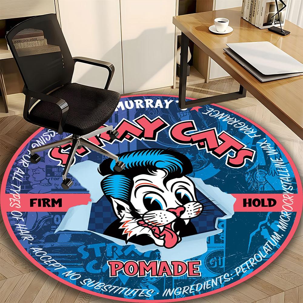 Stray Cats Band Themed Round Rug – Non-Slip Round Floor Mat – Indoor Home Decor Rug
