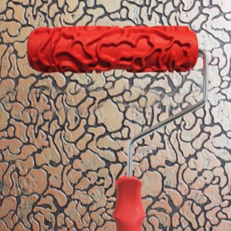 Practical Decorative Paint Roller 7''Pattern Embossed Texture Painting Tool Wall Rubber Artistic Pattern Home Decoration