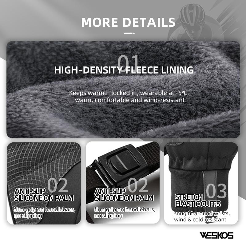 Winter Cycling Gloves Bulk Touchscreen Anti-Slip Palm Water-Resistant Windproof Thermal Fleece-Lined Polyester Drawstring