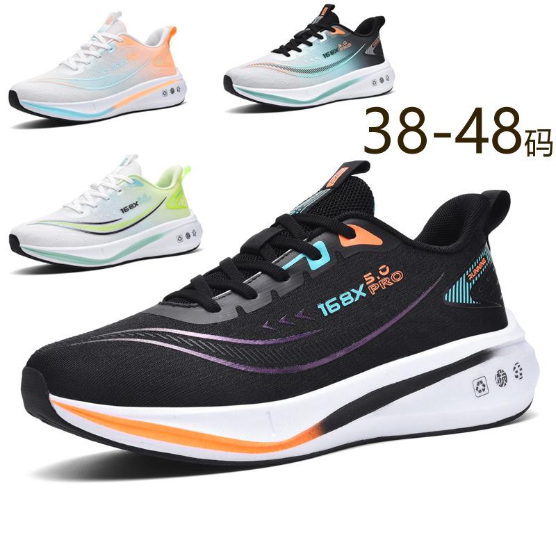 2025 spring and autumn new youth running shoes flying woven carbon board sports and leisure shoes men's shoes extra large size 48 physical testing s