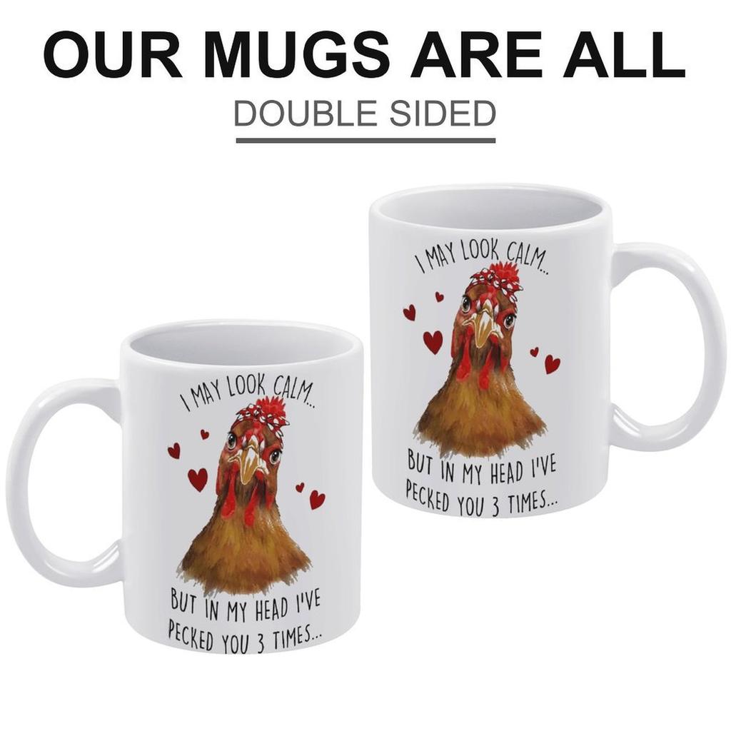 1pc 11oz White Coffee Mug, Double-Sided Printed Ceramic Cup for Tea Milk or Juice, Dishwasher Safe, Perfect Daily Gift for Home and Office Desk Use