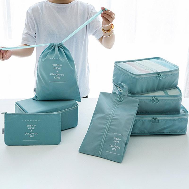 Set de 7 Piezas Bolsas de Almacenamiento para Viaje, Organizador de Maleta Clasificación de Ropa Organizador Plegable, Bolsas Impermeables para Empacar Maleta SNBD021
