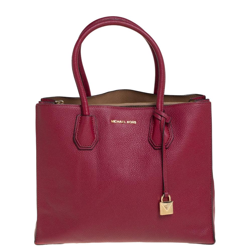 

Большая сумка Mercer из зерненой кожи Michael Kors бордового цвета