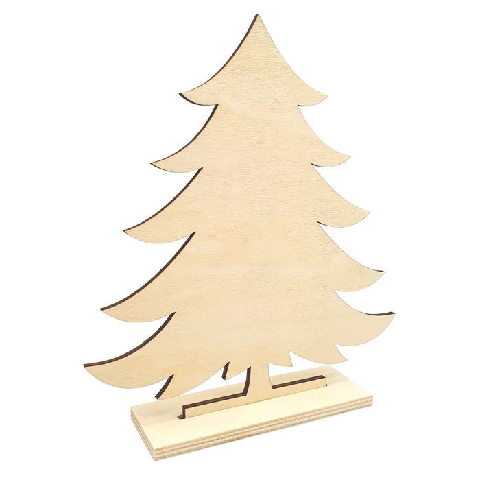 Sapin de Noël en bois à poser 16,8 x 4 x 19 cm