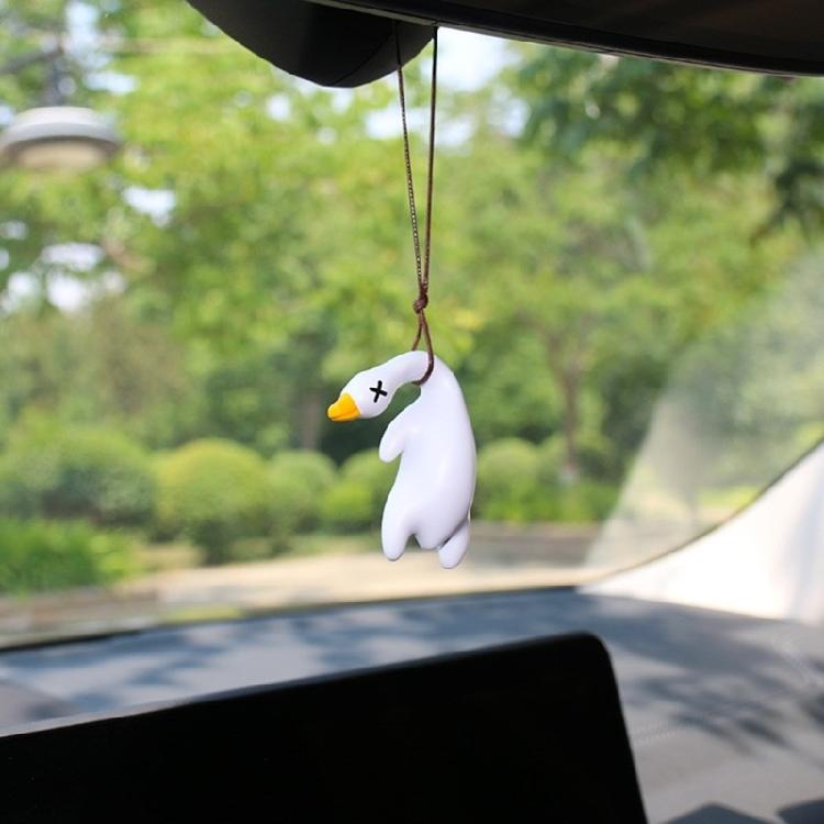 Cute Anime Pipe Duck Car RearviewMirror Pendant Interior Ornament Decoration