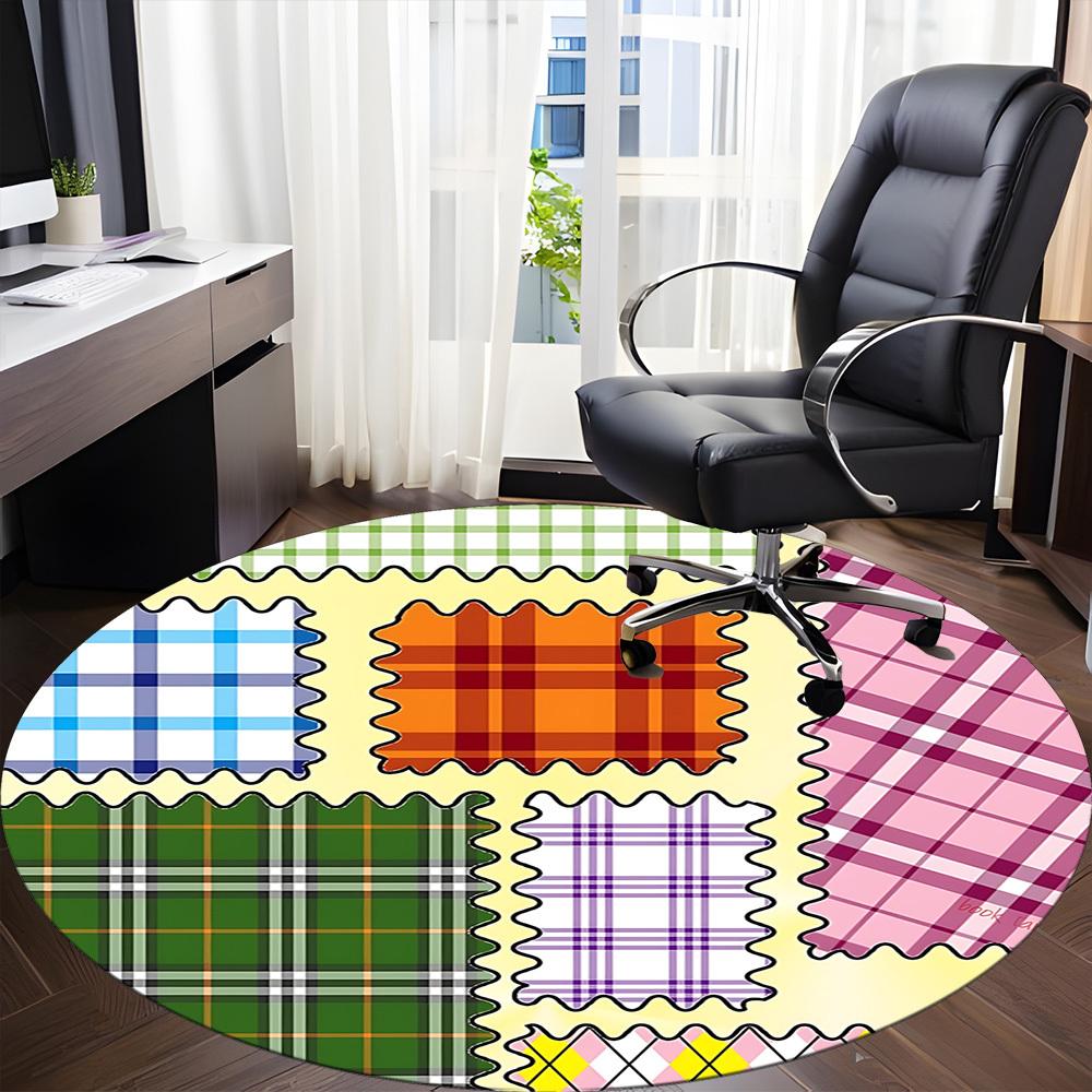 1pc Plaid Patterns Chair Carpet for Office - Durable, Ideal for Chair Mats, Stylish & Functional Decorative Rug yy260130058