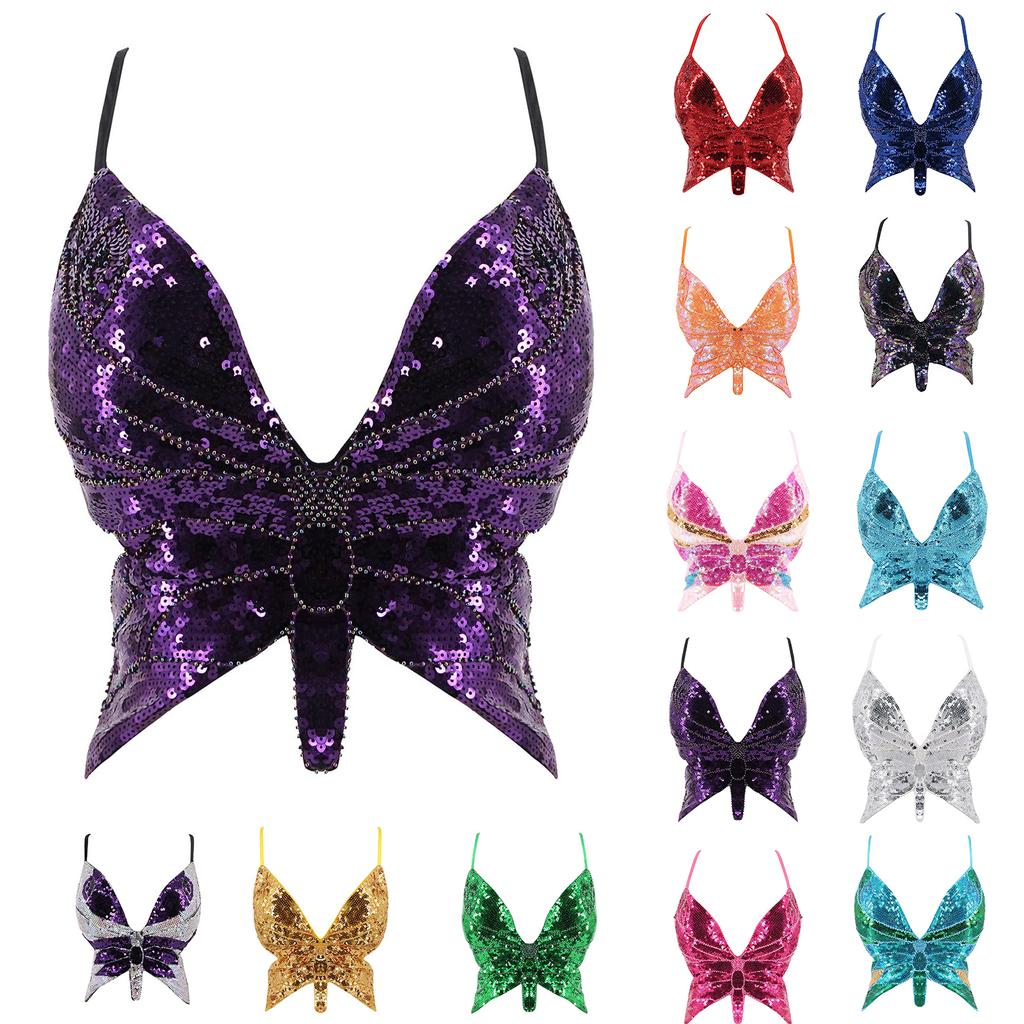 Ladies' Performance Tops, Belly Dance Bras, Sexy Stage Butterfly Bras