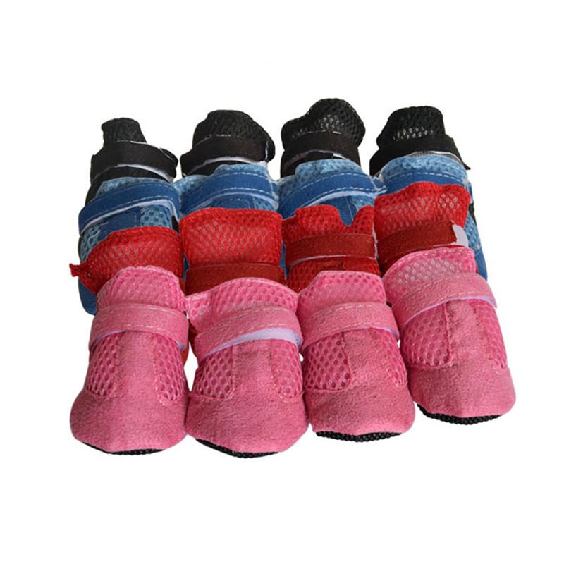 Buy Shoes 4pcs/set Pet Dog Puppy Antislip Velcro Boots PU Leather