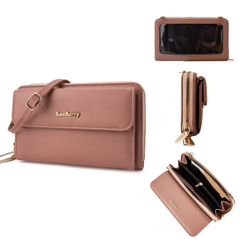 

Женская модная сумка Baellerry в корейском стиле с несколькими отделениями для карт, сумка через плечо на молнии, сумка для сотового телефона с сенсорным экраном темно-розовый
