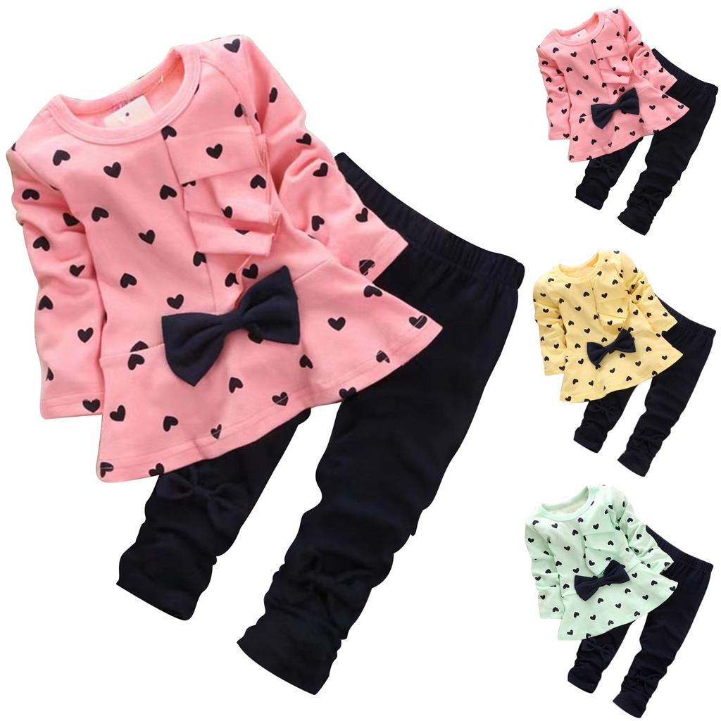 Infant Newborn Baby Girls Boys Loose Print T-shirt+Pants Print Outfits Set