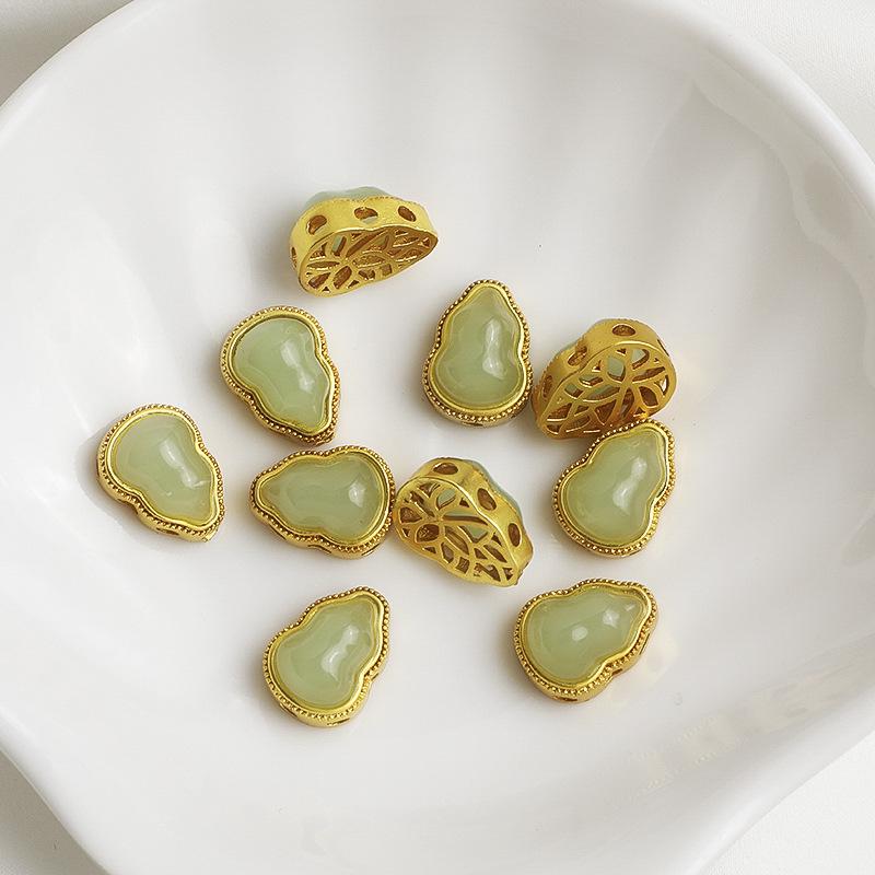 Gold-Plated Jade Gourd Beads Bracelet for DIY Jewelry and Necklace Making
