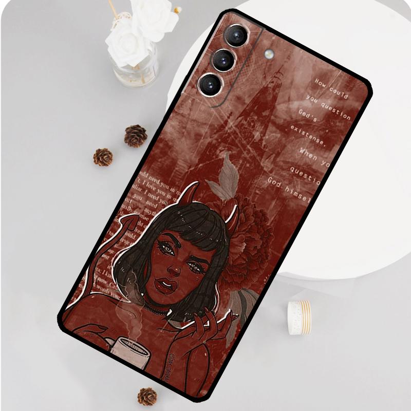 Aesthetic Devil Woman Bad Girl Phone Case For Samsung Galaxy S26 S23 Ultra S20 S21 S22 S24 S25 Plus S10 S25 FE Funda Cover