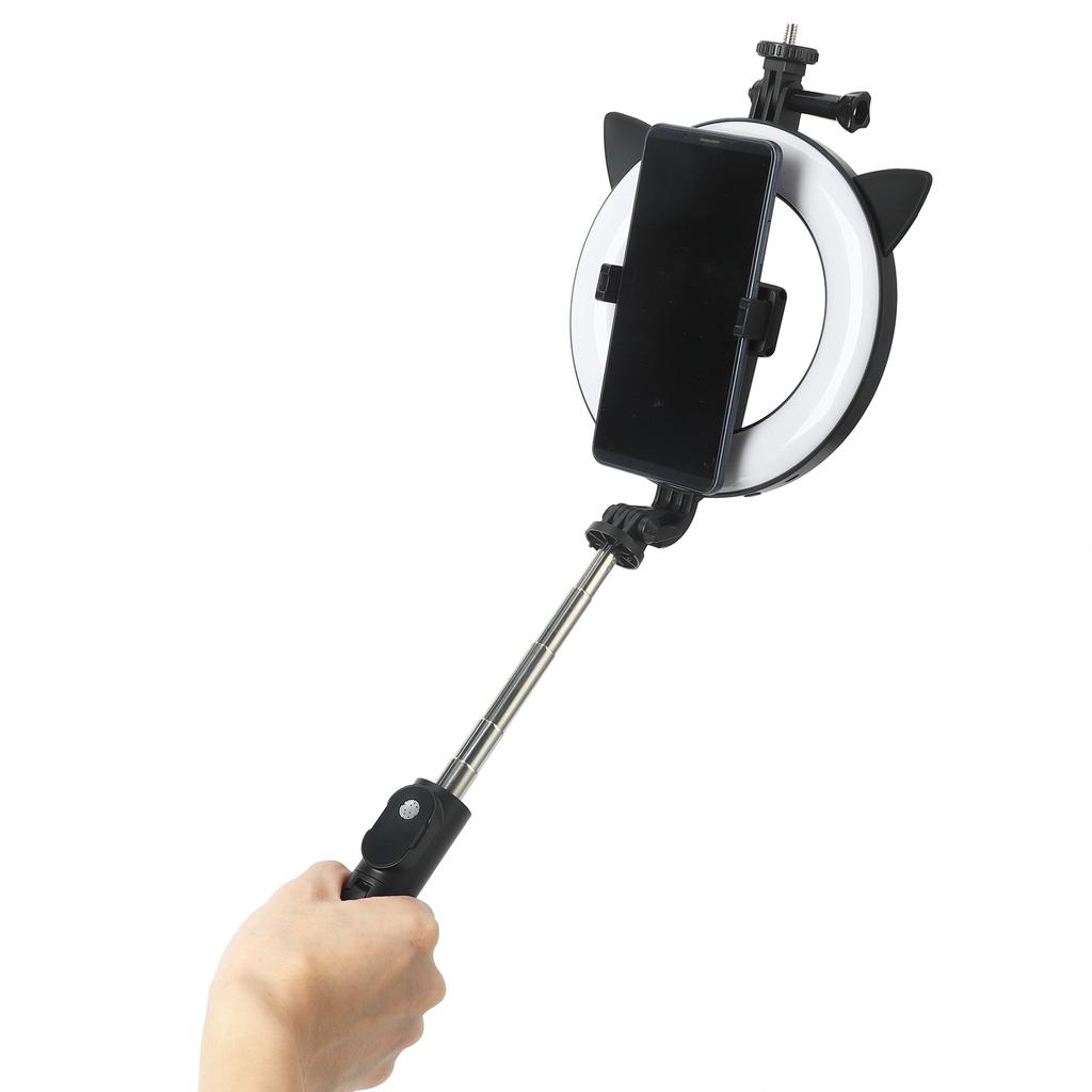 Selfie Stick with Cat EarShaped Fill Light Wireless Bluetooth Teacher Online Class Live