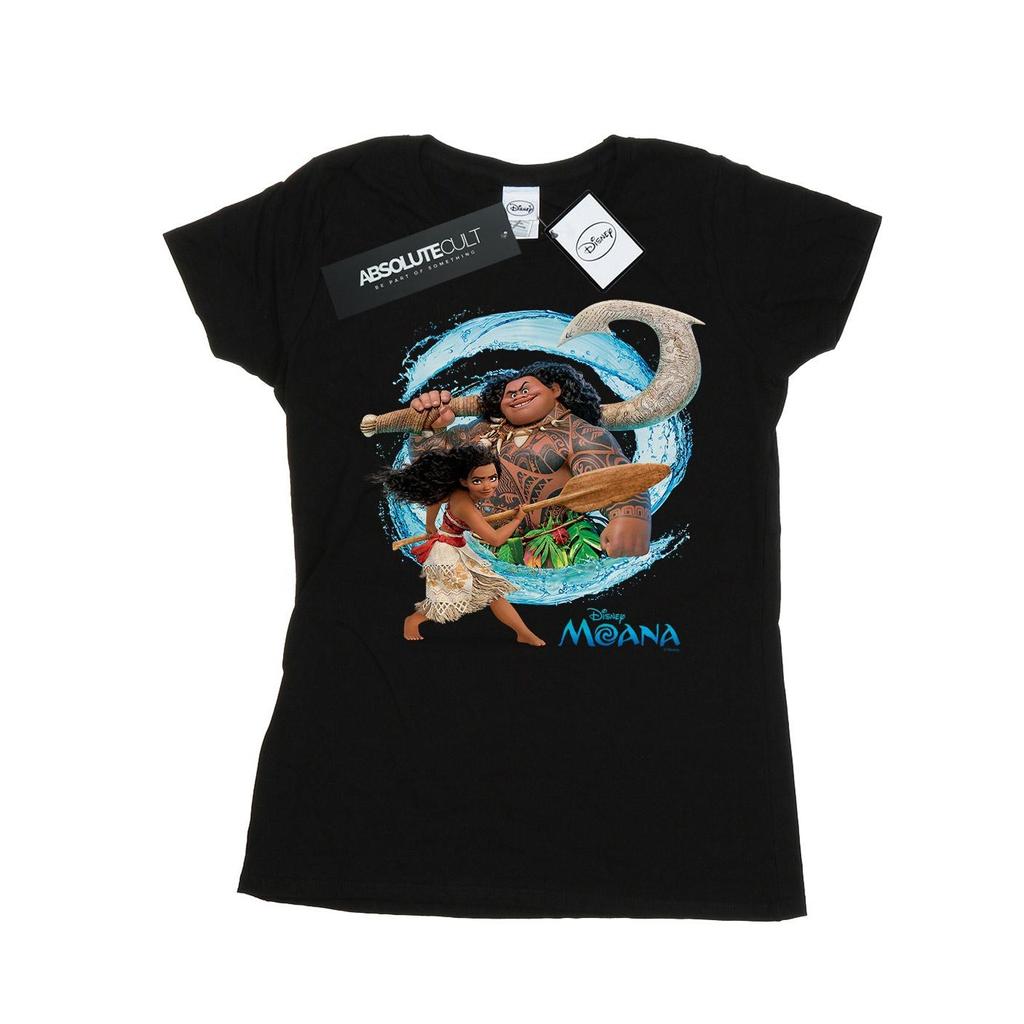 Disney Womens/Ladies Moana And Maui Wave Cotton T-Shirt