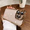 Luxury Electroplate Shockproof Phone Case For iPhone 15 14 13 12 11 Pro Max Plus Lens Protection Bumper Transparent Back Cover
