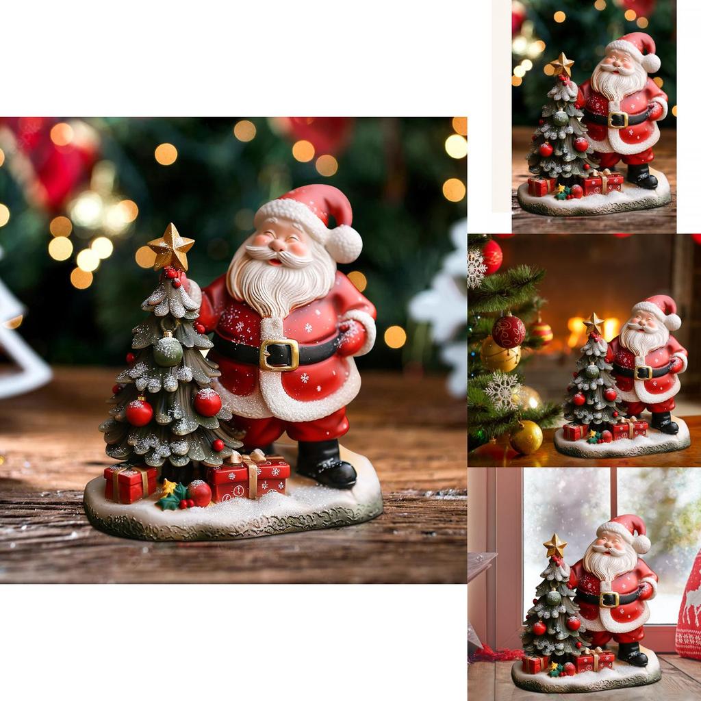 Halloween Resin Desktop Decor Santa Claus And Christmas Tree Home Ornament For Festive Decor