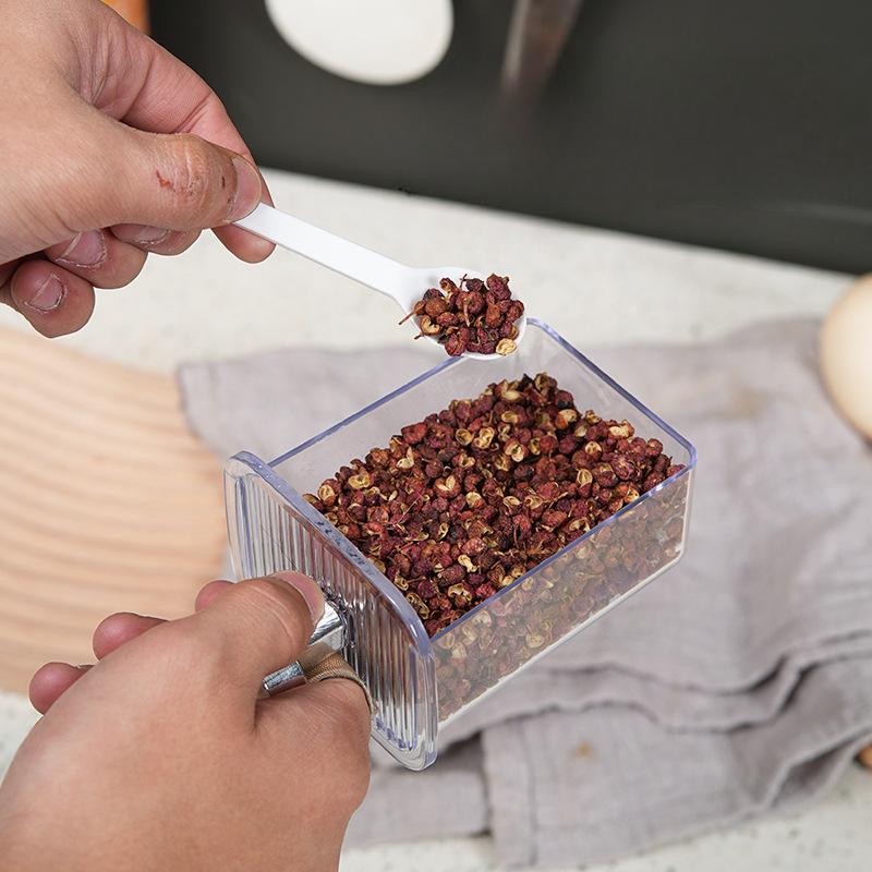 Wall-mounted Punch-free Seasoning Box Cooking Area Supplies Multi-grid Multi-function Sealed Moisture-proof Plastic Seasoning Jar for Home