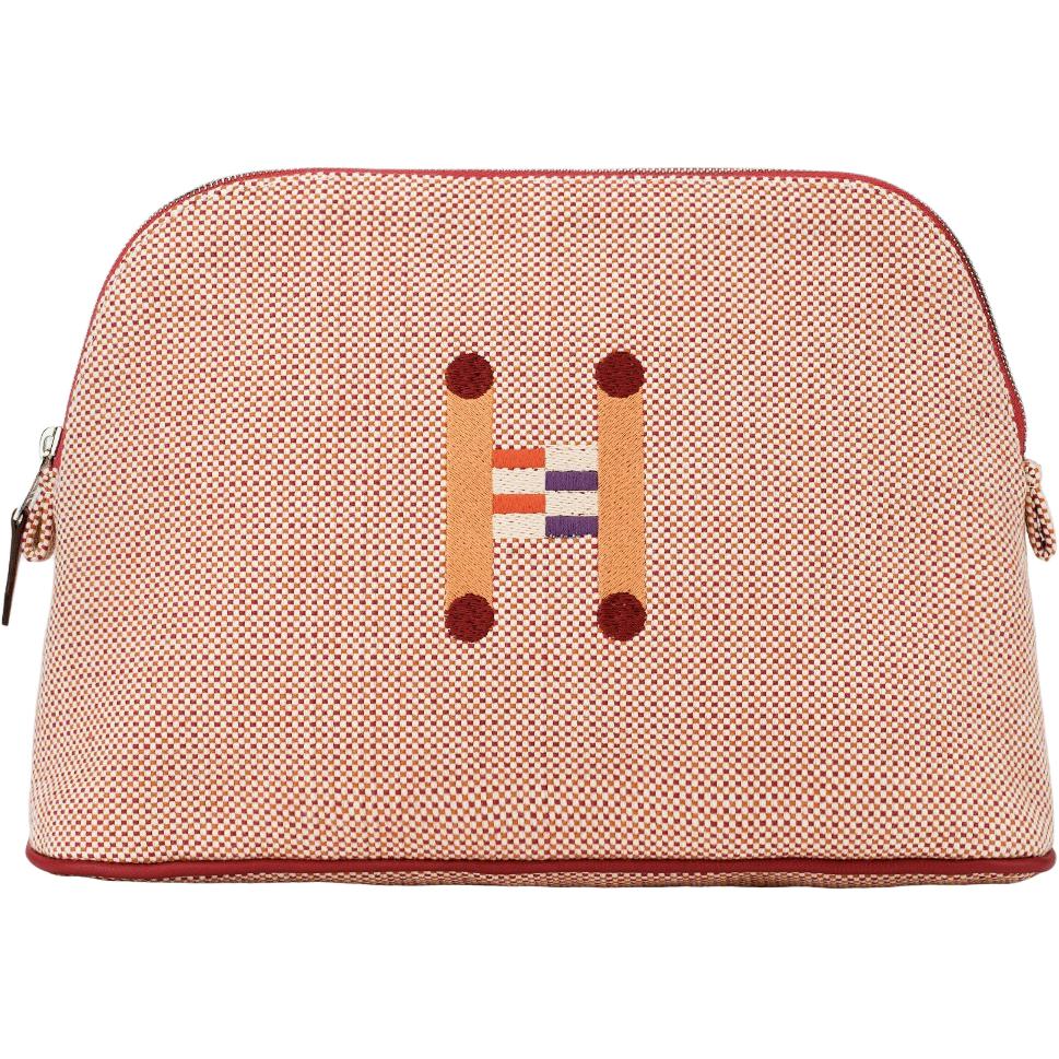 Hermes Bolide Crazy H 21 Silver Buckle Embroidered Bowling Bag Cotton Storage Mini Women bags Orange H103750M03 Red & Orange