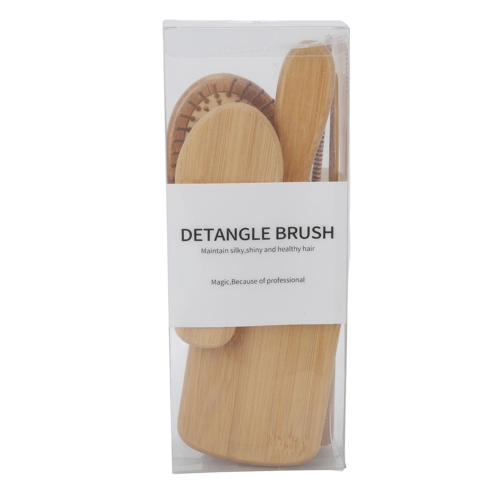 6pcs Hair Brush Comb Set Phyllostachys Pubescens Environmentally Friendly Ergonomic Detangling Hair Brush Comb Set