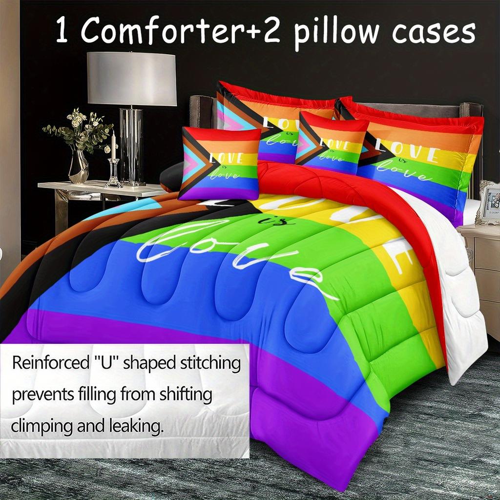 Tęczowa Miłość to Miłość Zestaw Pościeli Drukowana 3D Poszwa na Kołdrę z Poszewką na Poduszkę Rozmiar Twin Queen King Full Pościel Dekoracja Sypialni