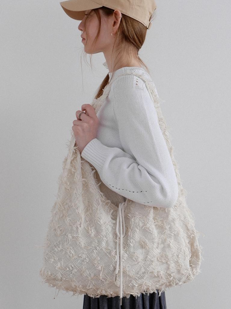 Voor Jeanne Fringe Shoulder Bag_Beige