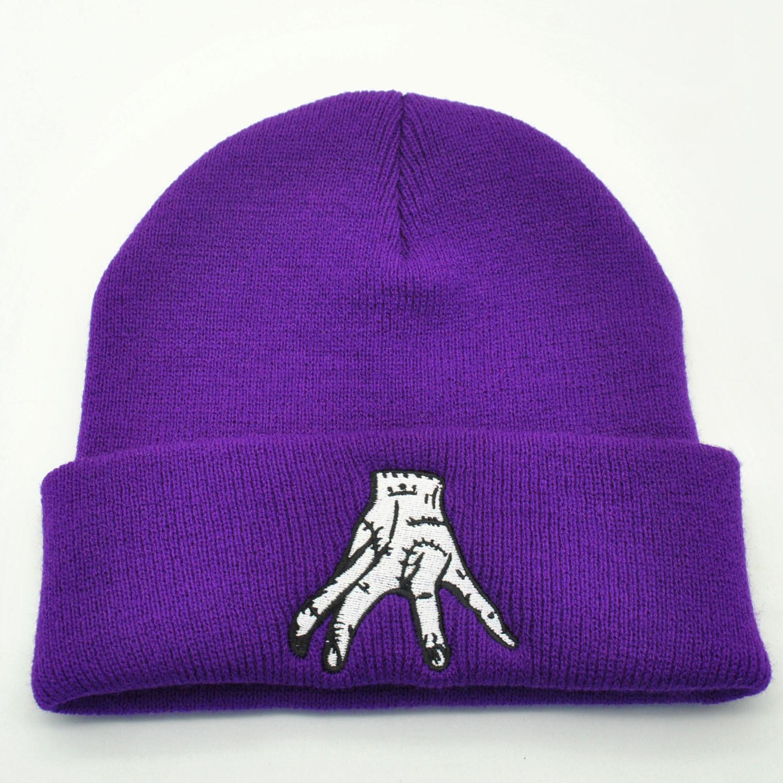 

Шапка Бини Вещь Аддамс Мужская Женская Зимняя Вязаная Теплая Лыжная Шапка с Отворотом фиолетовый