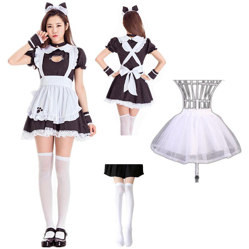 Cute Black Cat Lolita Maid Dress Costumes Cosplay Suit For Girls  Costumes Stage