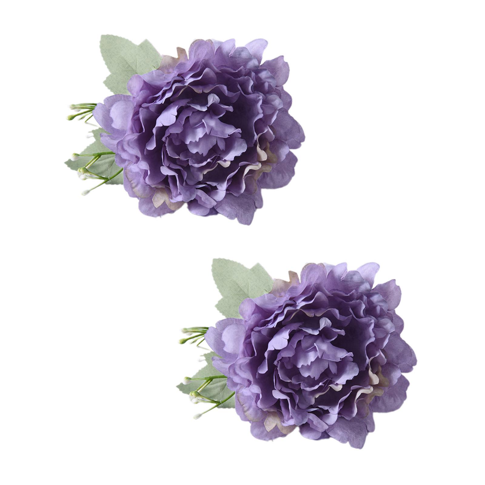 

2 шт. Штучна квітка півонії Затискачі для штор Мотузка для штор Застібка для віконних штор Застібка для штор Затиск для драпірувань Весільні декори фіолетовий