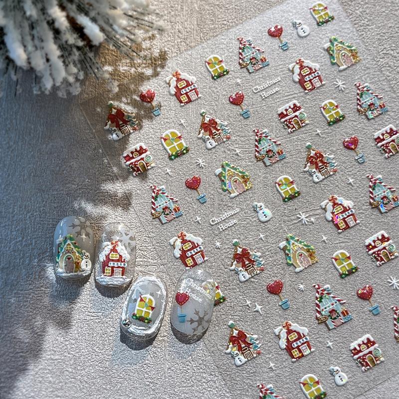 Cute Christmas Snowman Christmas Tree Santa Claus Nail Stickers Kawaii Art Stickers Diy New Year Accessories Manicure Decals