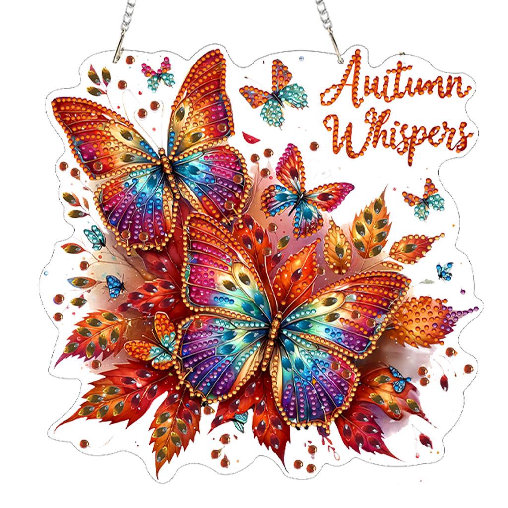 Diamond Painting DIY Pendant Kit 2D Autumn Single Side 9.65x9.45in PET Metal Hanging Chain Drill Tools Full Set