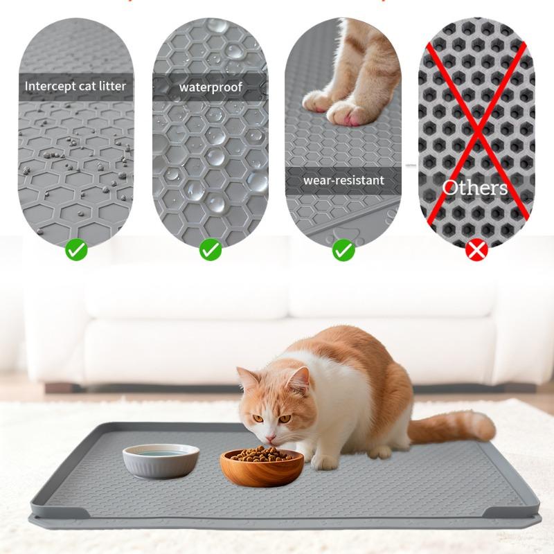 60cm Large Waterproof Silicone Cat Litter Mat Easy Clean Pet Floor Pad Helps Control Litter Scattering Non-Slip Mat for Cats