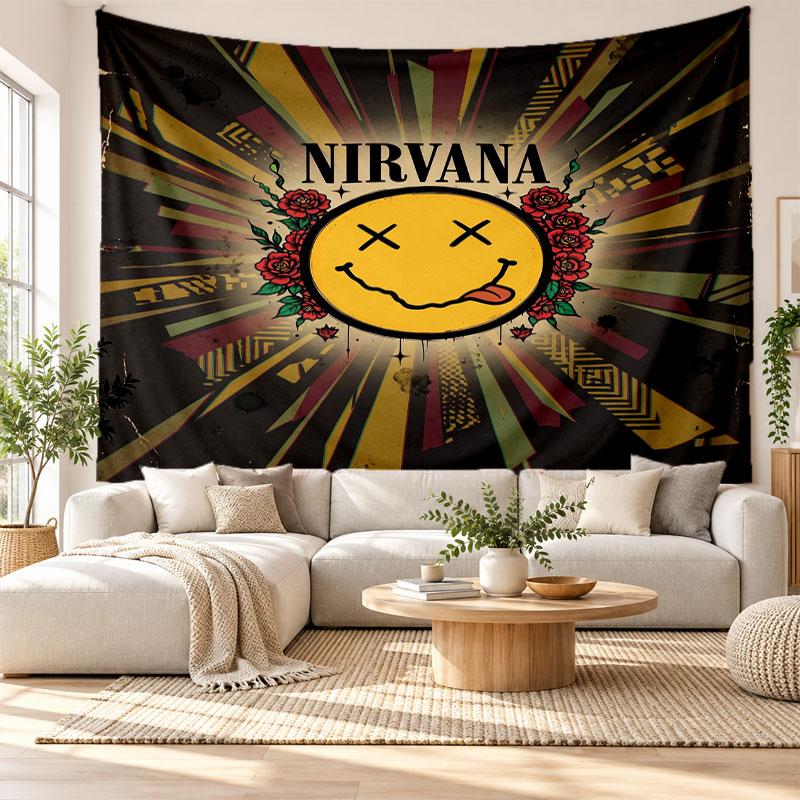 Nirvana Wall Tapestry, Soft Fabric Wall Hanging, Decorative Backdrop For Bedroom Home Wall Art