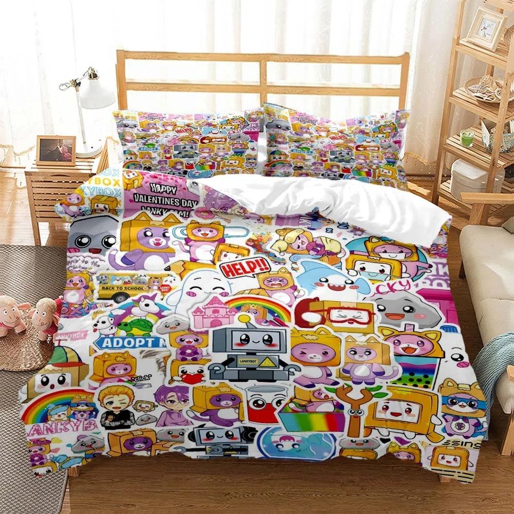Lankybox Foxy Boxy Charmant Cartoon 3D Design beddengoed Queen Afmeting beddengoedset Aangepaste King Size maat beddengoedset en comfortabel US Queen 228x228cm