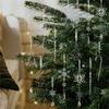 Clear Shatterproof Acrylic Snowflake Icicles Christmas Decorations With Reindeer For Home Party Tree