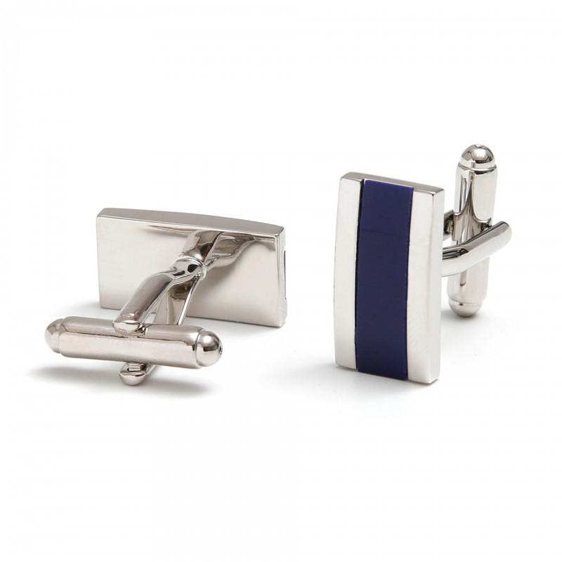 

Men s Cufflinks French Fashion Simple Inlaid Blue Rectangle Silver Jewelry copper