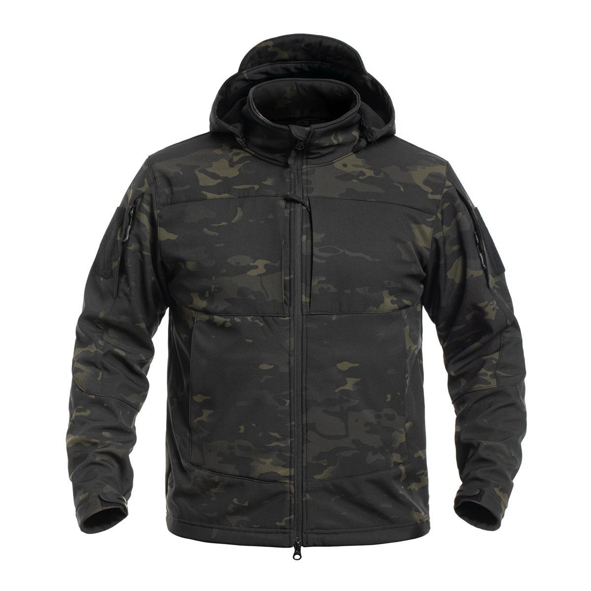 

Thick Jacket Black Multicam Camouflage Softshell Jacket For Adult Men M