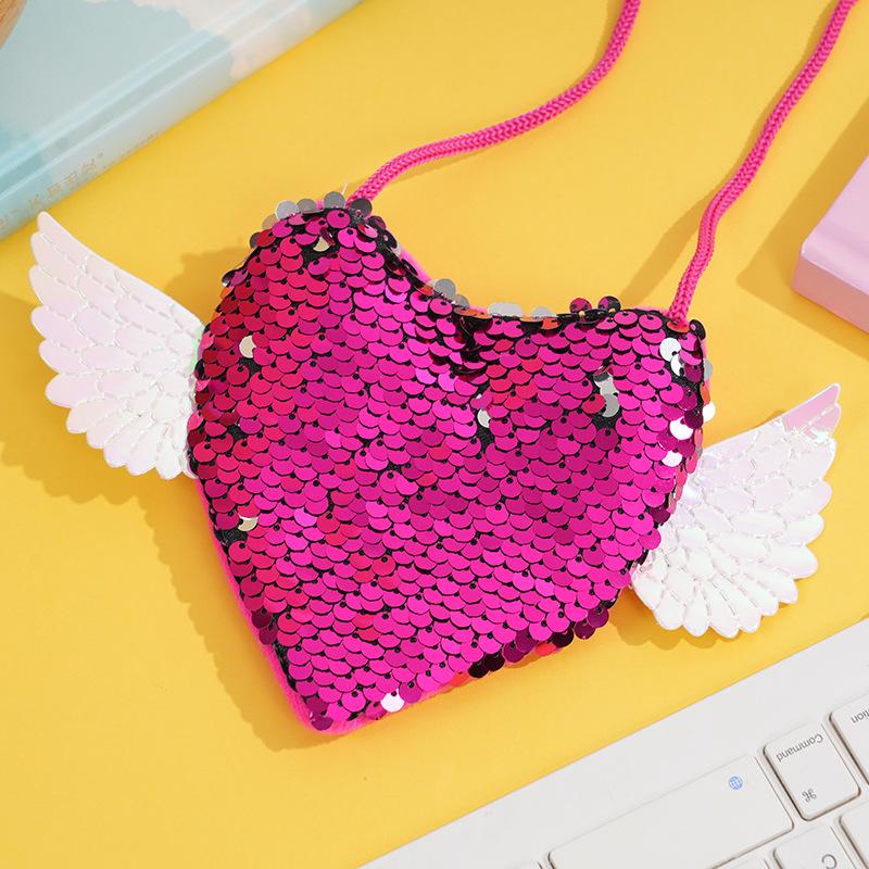 Sequin Wings Lanyard Crossbody Bag & Coin Purse for Kids